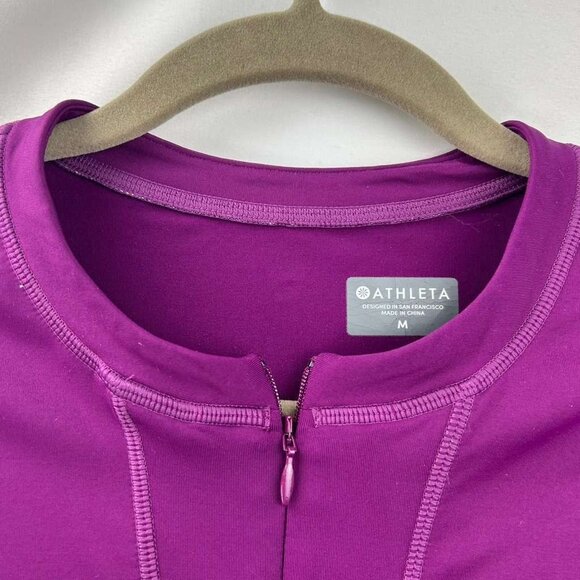 Athleta Women’s Medium Fuchsia 1/4 Zip Long Sleeve Adjustable Ruched Top - Picture 8 of 10